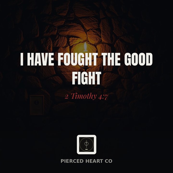 Pierced Heart Co Instagram post — 2 Timothy 4:7 scripture design
